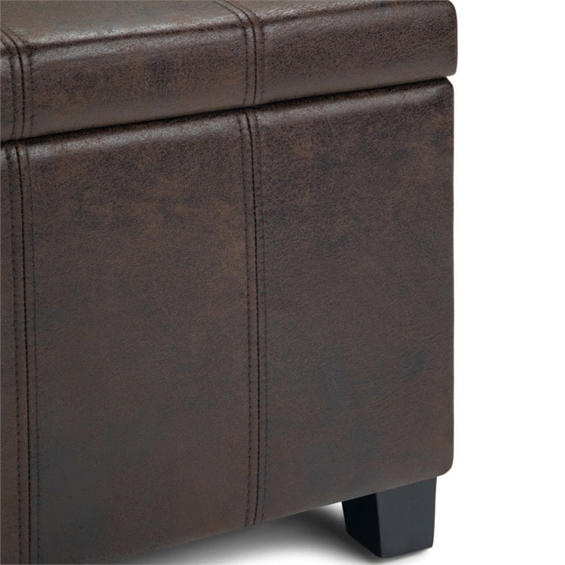 Trent Home Faux Leather Storage Ottoman Bench in Brown