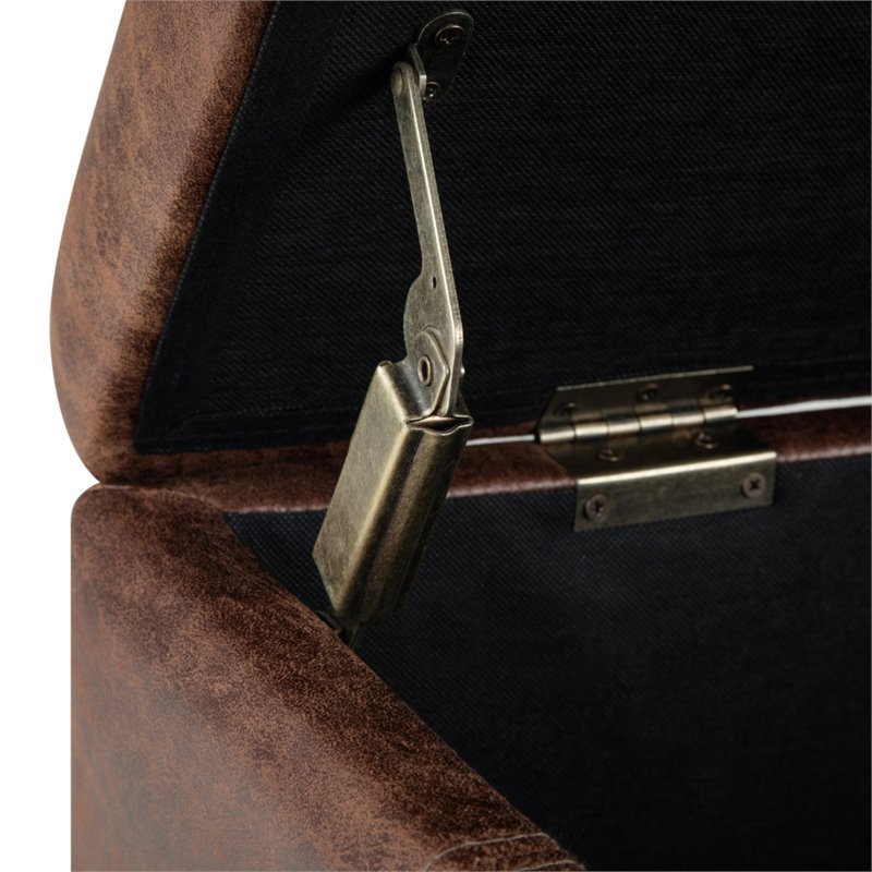 Trent Home Faux Leather Storage Ottoman Bench in Umber Brown