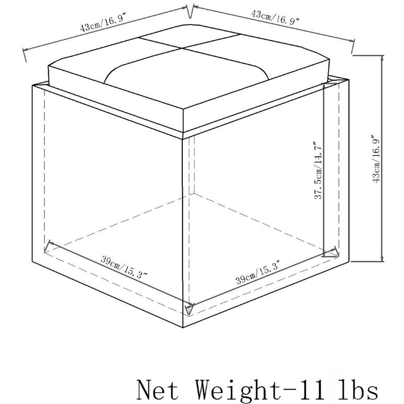 Trent Home Solid Wood Storage Ottoman in Denim Blue