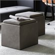 Trent Home Square Faux Leather Storage Ottoman With Tray in Slate Gray