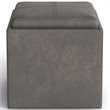 Trent Home Square Faux Leather Storage Ottoman With Tray in Slate Gray
