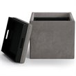 Trent Home Square Faux Leather Storage Ottoman With Tray in Slate Gray
