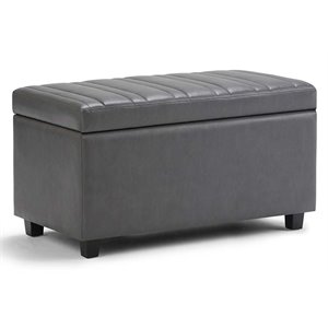 trent home faux leather storage ottoman bench in stone gray