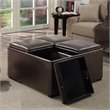Trent Home Square Faux Leather Ottoman in Chocolate Brown