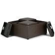 Trent Home Square Faux Leather Ottoman in Chocolate Brown