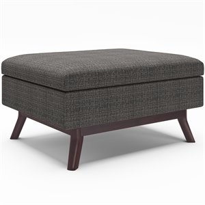 Trent Home 36&quot Square Upholstered Modern Coffee Table Ottoman in Ebony