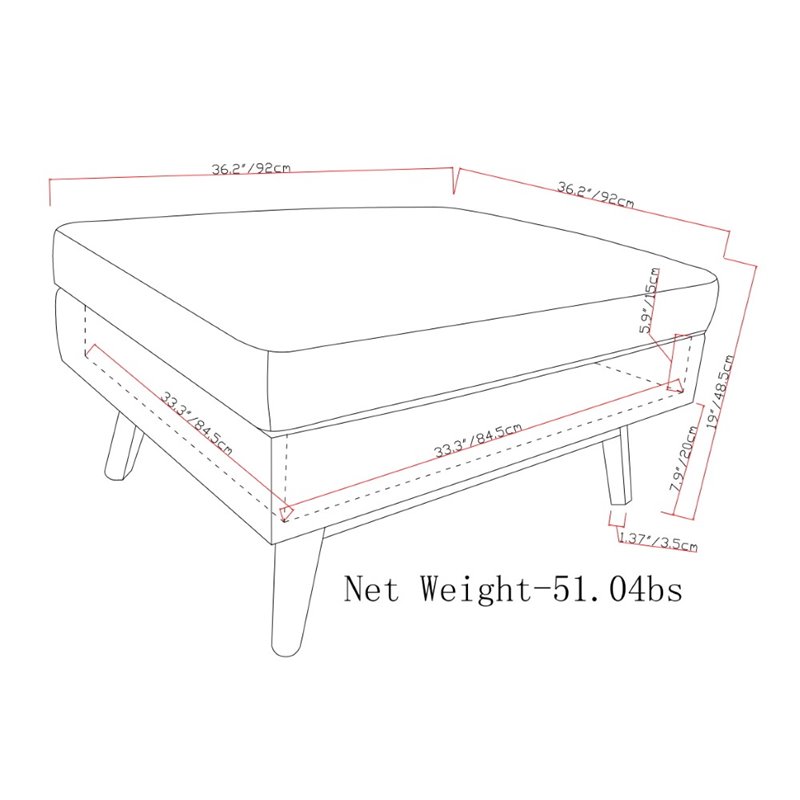 Trent Home Faux Air Leather Square Coffee Table Ottoman in Gray Taupe