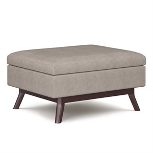 Trent Home 34&quot Linen Look Fabric Coffee Table Ottoman in Natural