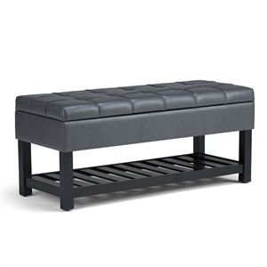 Trent Home 44&quot Transitional Rectangle Ottoman Bench in Stone Gray Faux Leather