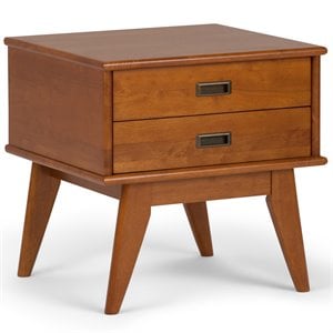 Trent Home 22&quot W Solid Hardwood Rectangle Modern End Side Table in Teak Brown