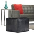Trent Home Boho Square Pouf in Black Genuine Leather
