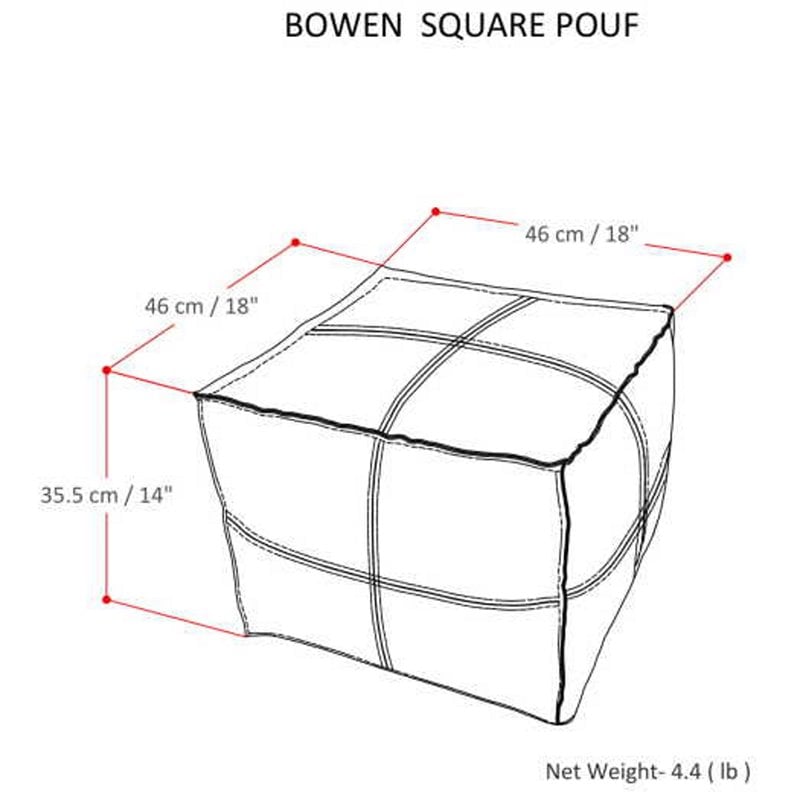 Trent Home Boho Square Pouf in Black Genuine Leather