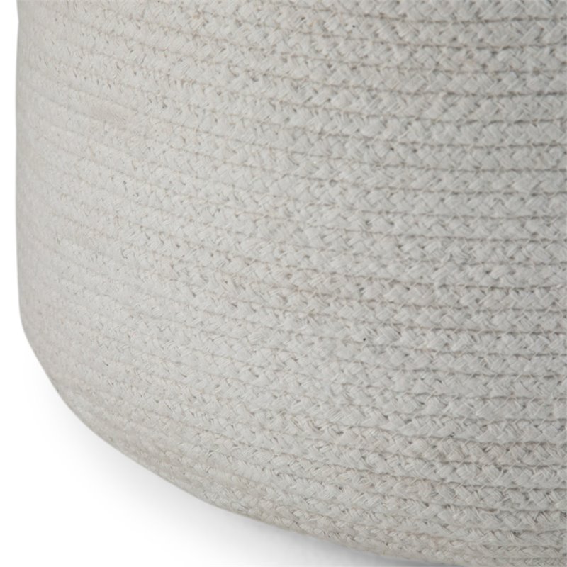 Trent Home Boho Round Braided Pouf in Natural Cotton
