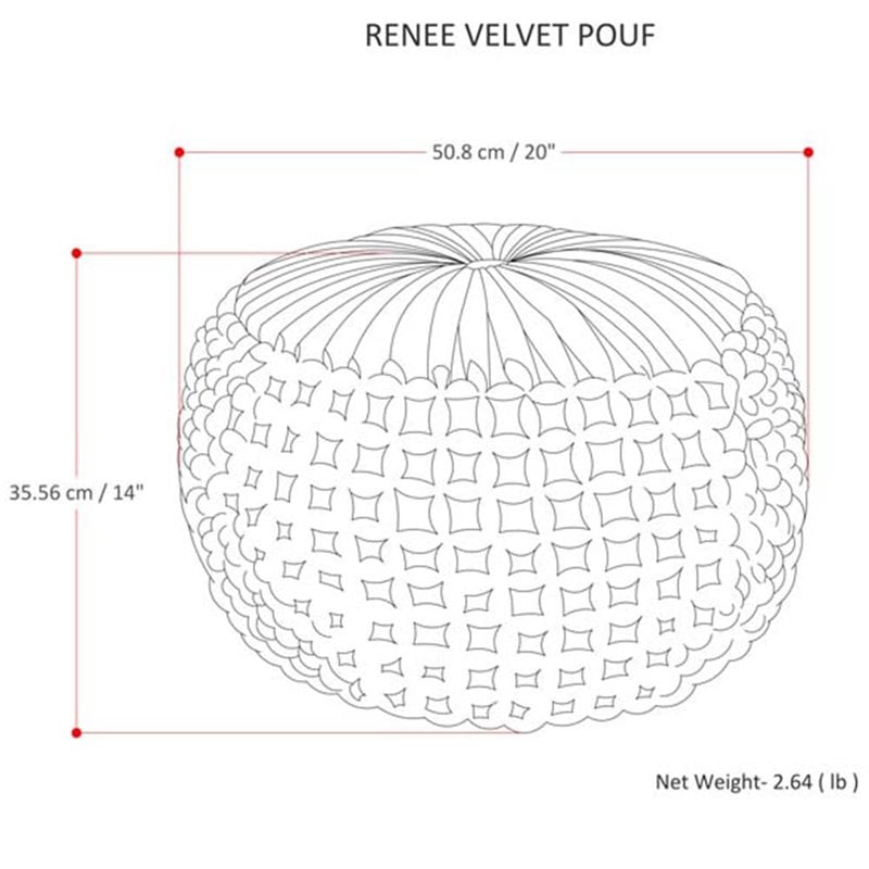 Trent Home Boho Round Pouf in Navy Velvet Fabric