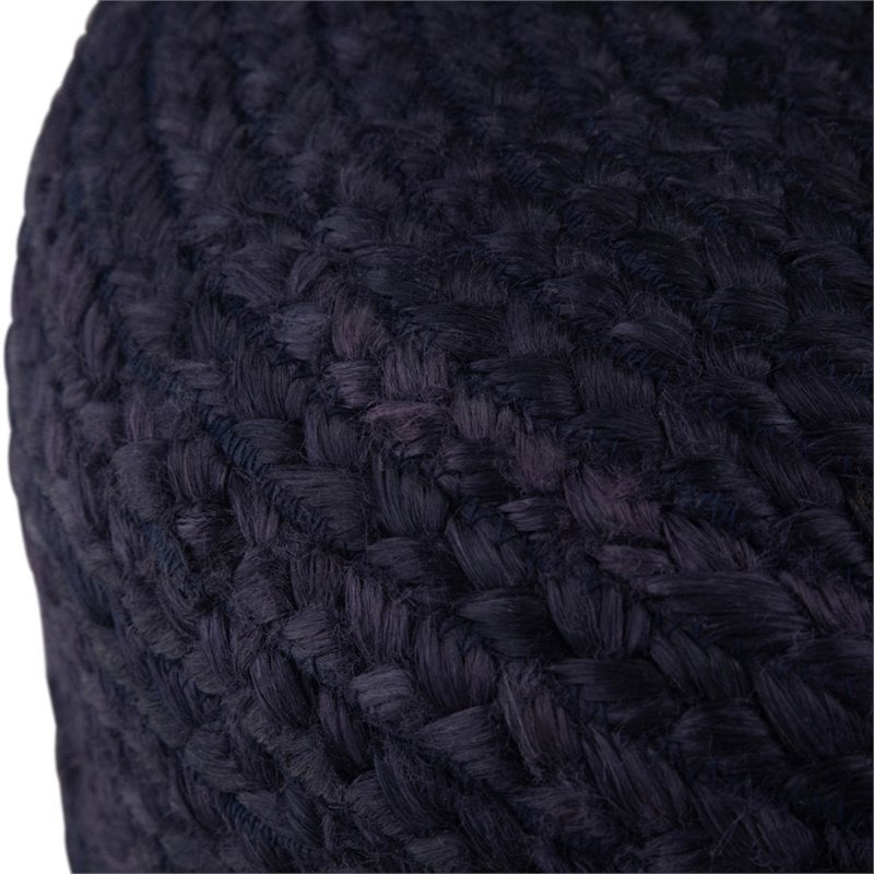 Trent Home Boho Round Pouf in Navy and Natural Braided Jute