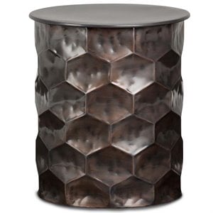 Trent Home Industrial 17&quot W Metal Storage Accent Side Table in Antique Bronze