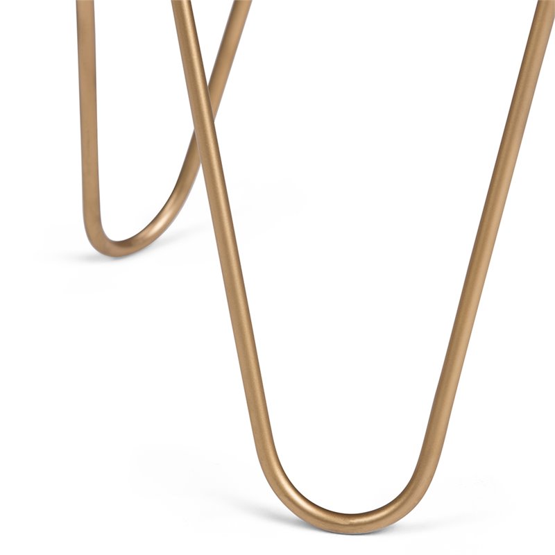 Trent Home Modern 18 inch Wide Metal and Wood Accent Side Table in Natural Gold