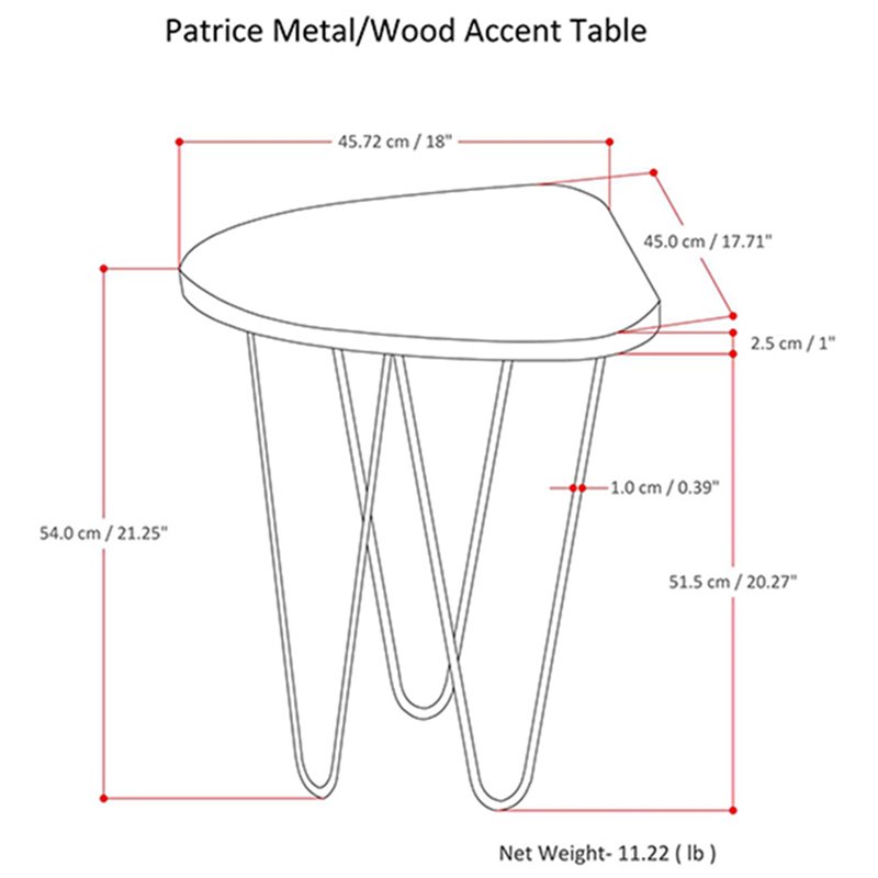 Trent Home Modern 18 inch Wide Metal and Wood Accent Side Table in Natural Gold
