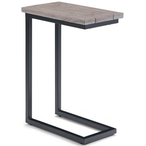 trent home contemporary end table in birch and black