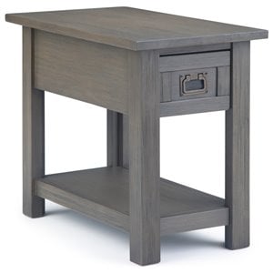 Trent Home Solid Acacia Wood 14 &quot Rustic Narrow Side Table in Farmhouse Gray