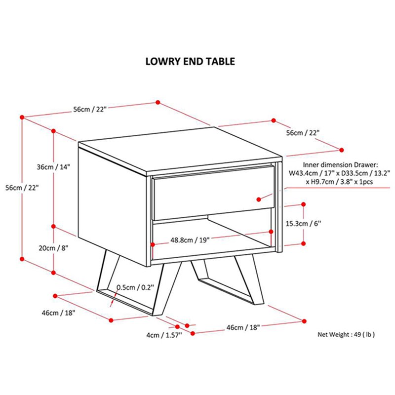Trent Home 1 Drawer End Table in Distressed Charcoal Brown