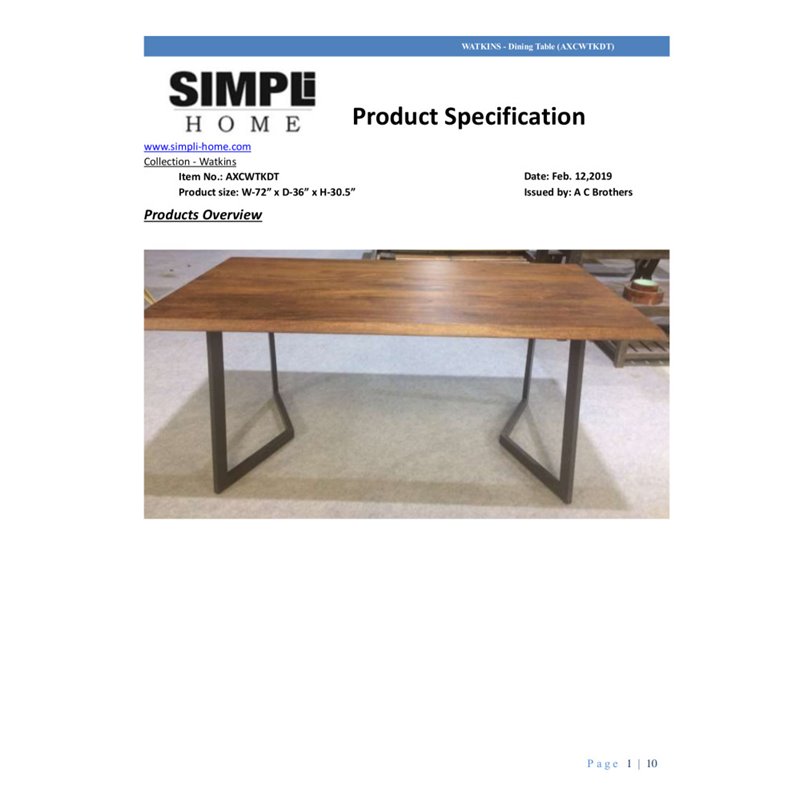 Trent Home Solid Wood and Metal 72