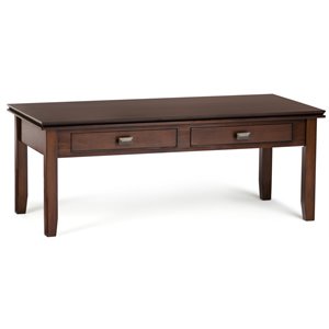Trent Home Wood 46&quot Rectangle Transitional Coffee Table in Russet Brown