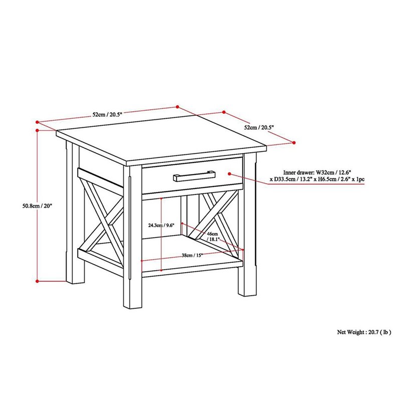 Trent Home Square Solid Wood End Table in Medium Saddle Brown