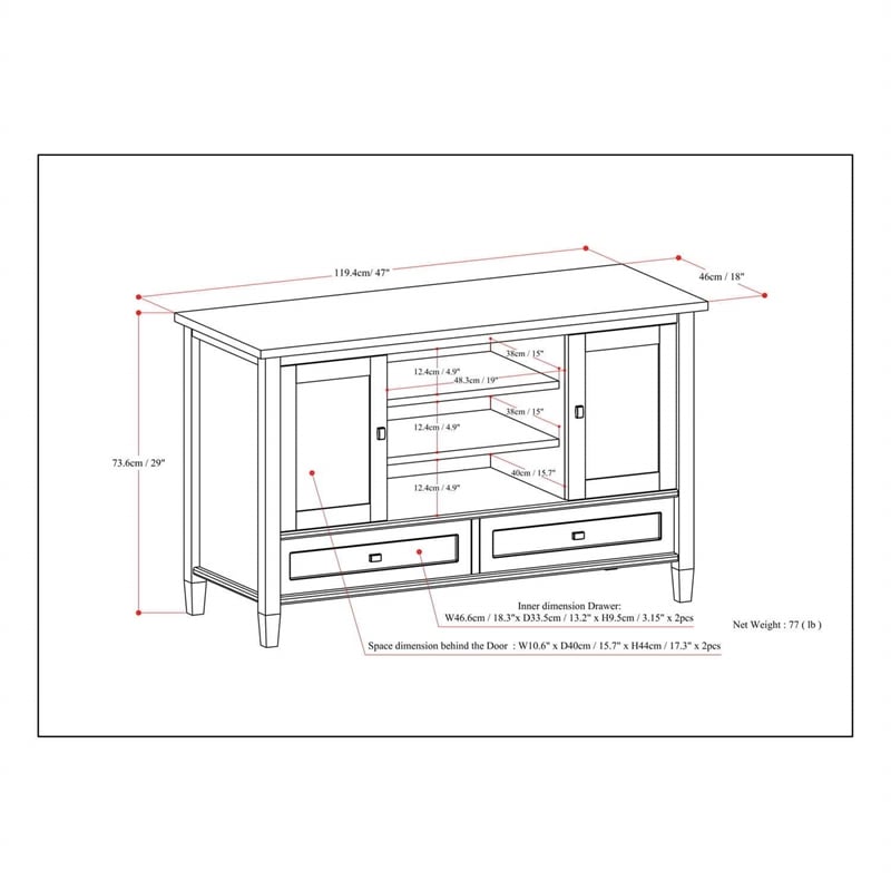 Trent Home Rustic Wood TV Media Stand for TVs up to 47