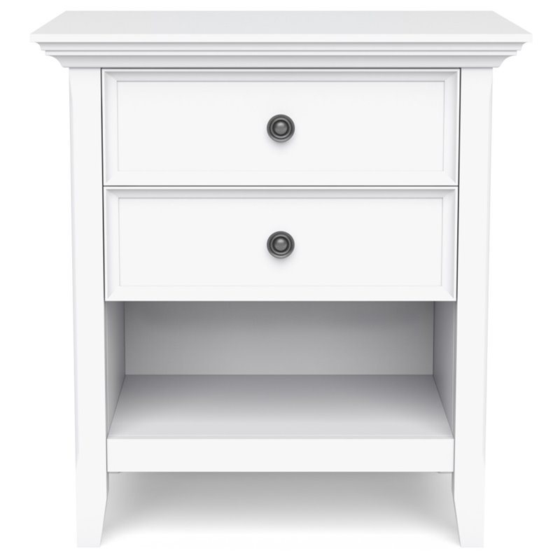 Trent Home Solid Mango Hardwood & Metal 2 Drawer Nightstand in White