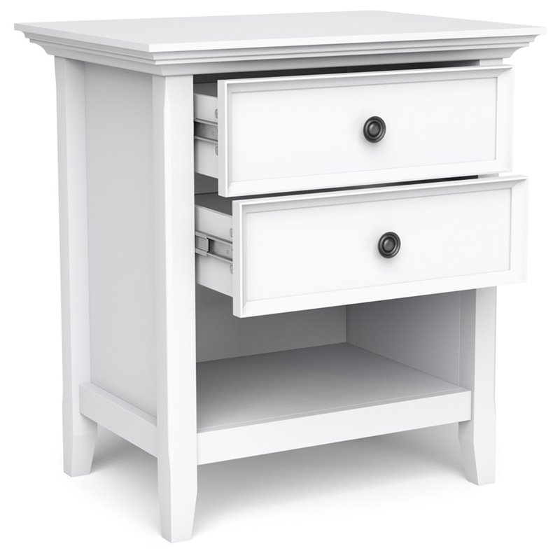Trent Home Solid Mango Hardwood & Metal 2 Drawer Nightstand in White