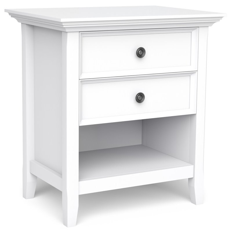 Trent Home Solid Mango Hardwood & Metal 2 Drawer Nightstand in White