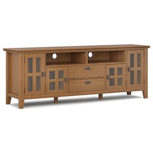 Trent Home Wood 72&quot Transitional TV Media Stand in Honey Brown For TVs up to 80&quot