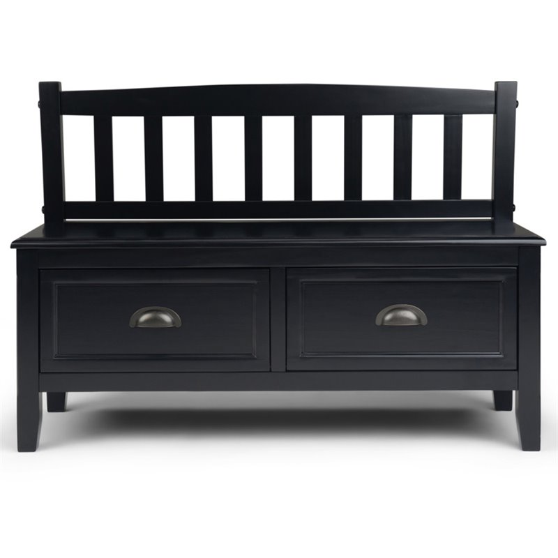 Trent Home Wood 42 inch Wide Transitional Entryway Bench with Drawers in Black
