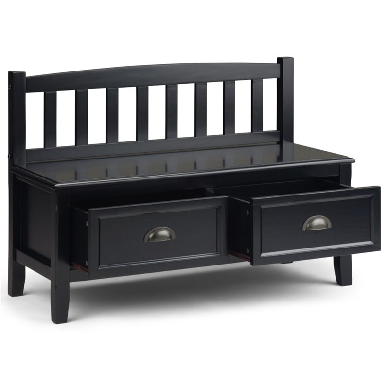 Trent Home Wood 42 inch Wide Transitional Entryway Bench with Drawers in Black
