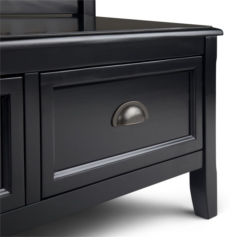 Trent Home Wood 42 inch Wide Transitional Entryway Bench with Drawers in Black