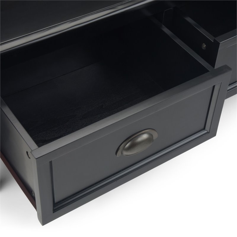 Trent Home Wood 42 inch Wide Transitional Entryway Bench with Drawers in Black