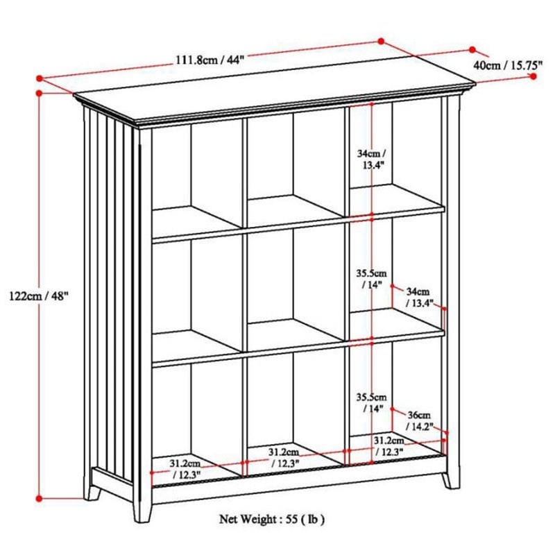 Trent Home Wood Transitional 9 Cube Bookcase and Unit in Brunette Brown