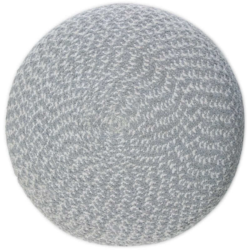 Trent Home Boho Round Braided Pouf in Blue and Natural Cotton