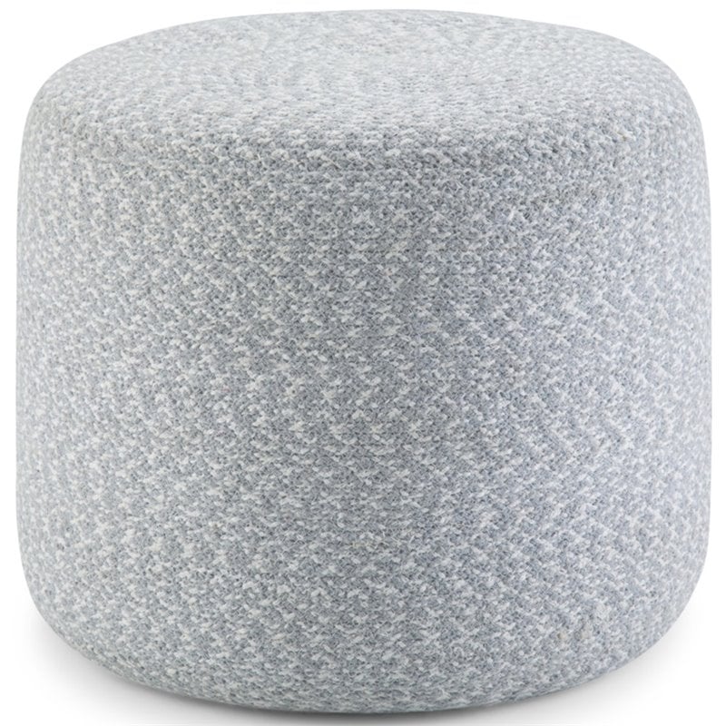 Trent Home Boho Round Braided Pouf in Blue and Natural Cotton