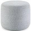Trent Home Boho Round Braided Pouf in Blue and Natural Cotton