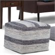 Trent Home Boho Square Pouf in Patterned Blue Melange Cotton