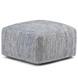 Trent Home Boho Square Pouf in Patterned Denim Blue Melange Cotton