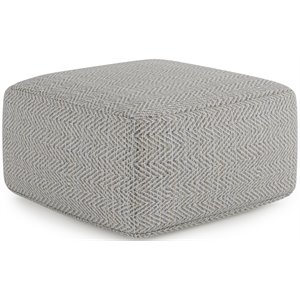 Trent Home Boho Square Pouf in Patterned Gray Melange Cotton