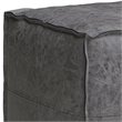 Trent Home Boho Square Pouf in Distressed Black Faux Leather