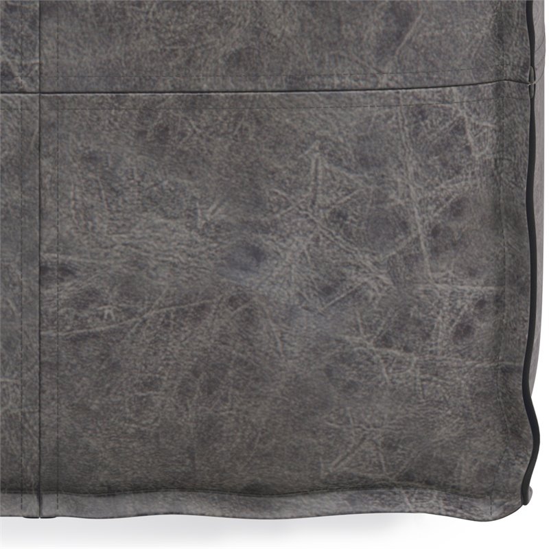 Trent Home Boho Square Pouf in Distressed Black Faux Leather