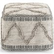 Trent Home Boho Square Pouf in Gray and Natural Handloom Woven Pattern
