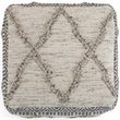 Trent Home Boho Square Pouf in Gray and Natural Handloom Woven Pattern