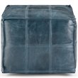 Trent Home Boho Square Pouf in Teal Genuine Leather