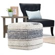 Trent Home Boho Square Pouf in Blue and Natural Handloom Woven